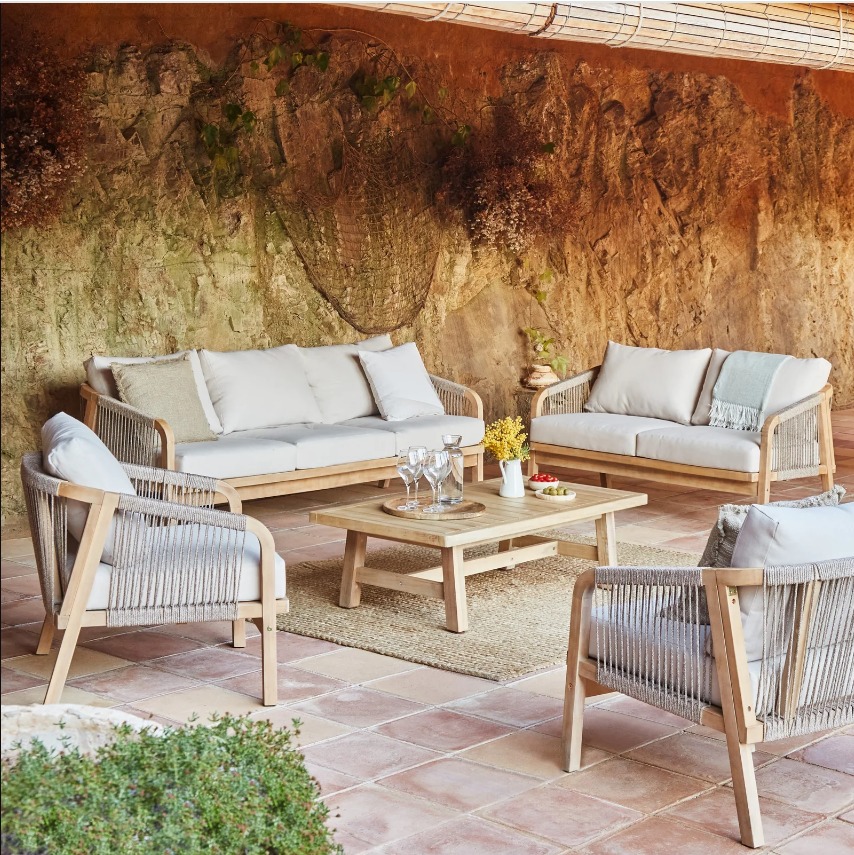 Conjunto de jardín 6 plazas y cuerda nautica